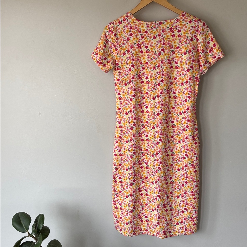 Vibrant Floral Dress Red Pink Orange Green Stretchy Comfy